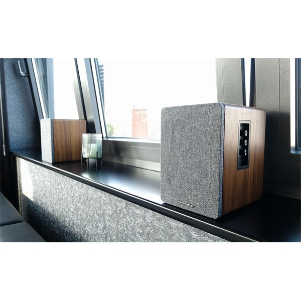 Wavemaster hangszóró 2.0 - base (30w rms, bluetooth, rca, barna fa és szürke)