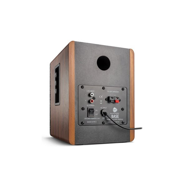 Wavemaster hangszóró 2.0 - base (30w rms, bluetooth, rca, barna fa és szürke)