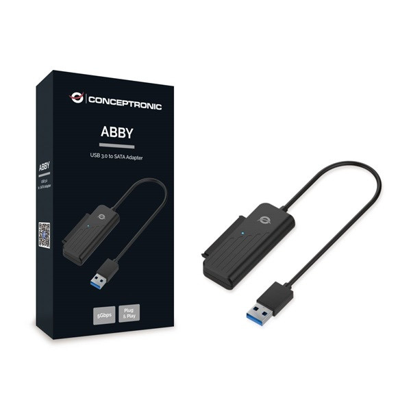 Conceptronic átalakító - abby01b (usb-a 3.0 to sata, kompatibilis: 2,5" sata hdd/ssd)