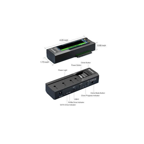 Sandberg m.2 ssd dokkoló - usb 3.2 cloner and dock for m2 + nvme + sata