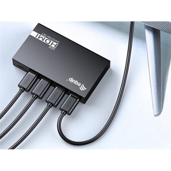 Equip hdmi switch - 332725 (3x bemenet, 1x kimenet, usb tápellátás, aluminium, fekete)