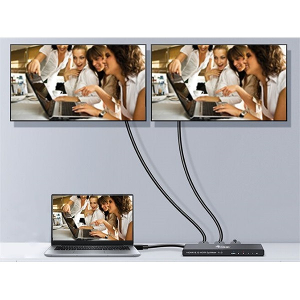 Equip hdmi video-splitter - 332716 (2 port, hdmi2.0, 3d, 4k/60hz, hdr/hdcp ready, fekete)