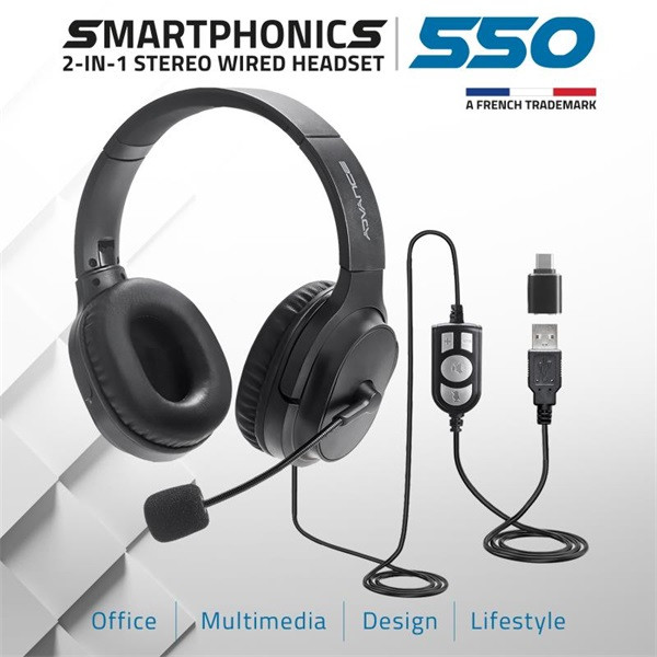 Advance fejhallgató - smartphonics 550 (usb, 1,9m kábel, fekete)