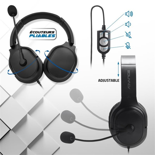 Advance fejhallgató - smartphonics 550 (usb, 1,9m kábel, fekete)