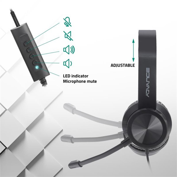 Advance fejhallgató - smartphonics 750 (3,5mm jack/usb, 1,9m kábel, fekete)