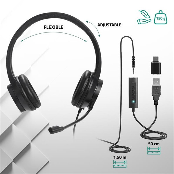 Advance fejhallgató - smartphonics 750 (3,5mm jack/usb, 1,9m kábel, fekete)