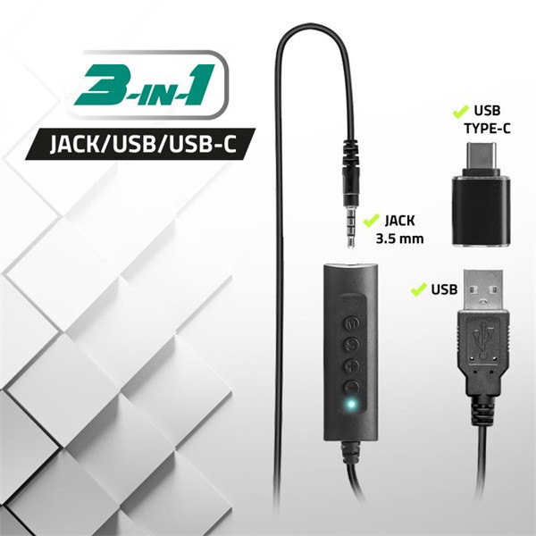 Advance fejhallgató - smartphonics 750 (3,5mm jack/usb, 1,9m kábel, fekete)