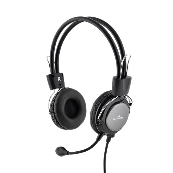 Bluestork fejhallgató - mc201 office headset (mikrofon; hangerő szabályzó, 3,5 jack, fekete)