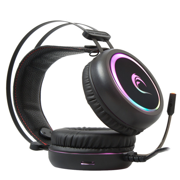 Rampage fejhallgató - stormy rgb (7.1, mikrofon, usb, hangerőszabályzó, nagy-párnás, 2m kábel, fekete)