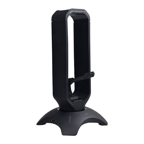 Rampage fejhallgató állvány - rm-h66 guard (fekete, műanyag, usb hub, egérkábel tartó, rgb)