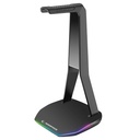 Rampage fejhallgató állvány - tower t14 (fekete, műanyag, usb hub, rgb)