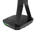 Rampage fejhallgató állvány - tower t14 (fekete, műanyag, usb hub, rgb)