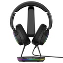 Rampage fejhallgató állvány - tower t14 (fekete, műanyag, usb hub, rgb)
