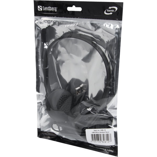 Sandberg fejhallgató - usb office headset saver (mikrofon; usb; hangerő szabályzó; 1,5m kábel; fekete)