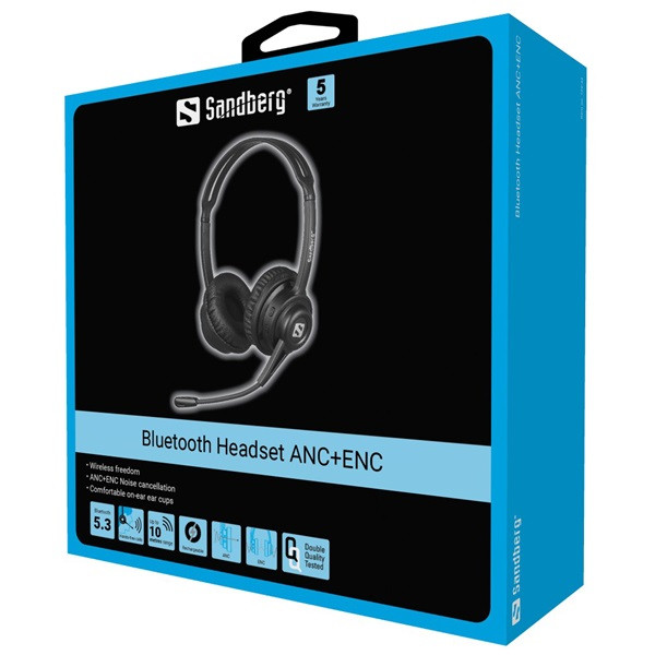 Sandberg wireless fejhallgató - bluetooth headset anc+enc