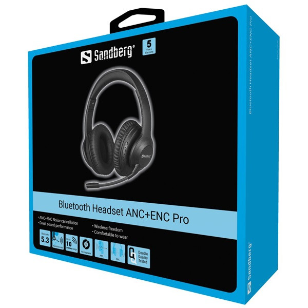 Sandberg wireless fejhallgató - bluetooth headset anc+enc pro