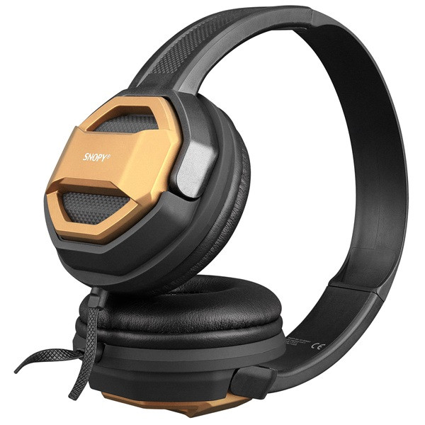 Snopy fejhallgató - sn-101 bonny gold (stereo, mikrofon, 3.5mm jack, 1m kábel, fekete-arany)