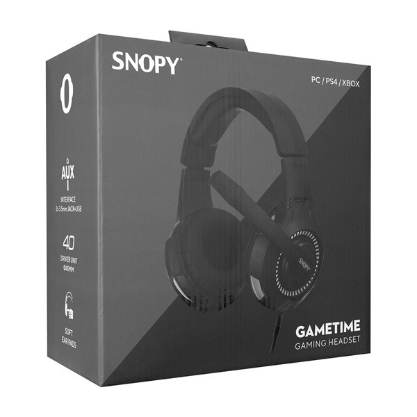 Snopy fejhallgató - sn-8800 gametime (fekete mikrofon, 3.5mm jack, hangerőszabályzó, nagy-párnás, 2.2m kábel)