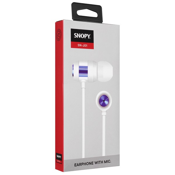 Snopy fülhallgató - sn-j01 (mikrofon, 3.5mm jack, 1.2m kábel, fehér-kék)
