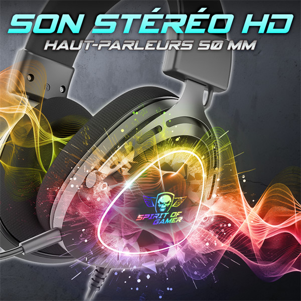 Spirit of gamer fejhallgató - elite h40 black (multiplatform, rgb, 3.5mm jack, mikrofon, hangerőszabályzó, nagy-párnás)