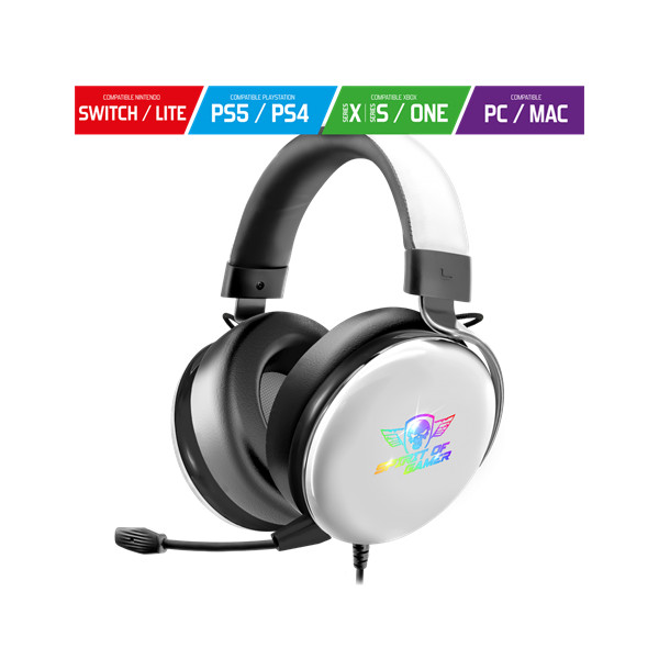 Spirit of gamer fejhallgató - h700 white (multiplatform, 7.1, mikrofon, hangerőszabályzó, nagy-párnás, fehér)