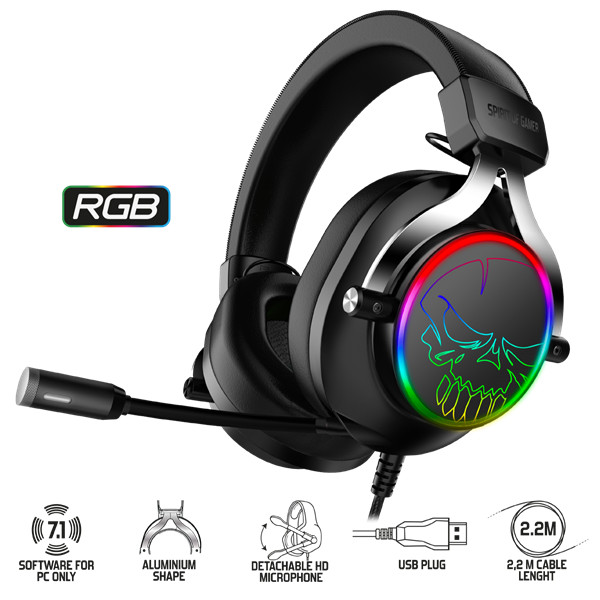 Spirit of gamer fejhallgató - mic-xh600 (multiplatform, 7.1, mikrofon, hangerőszabályzó, nagy-párnás, fekete)