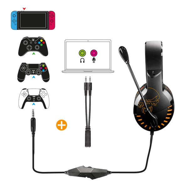 Spirit of gamer fejhallgató - pro-h3 (multiplatform, mikrofon, 3.5mm jack, hangerőszabályzó, 2m kábel, narancssárga)
