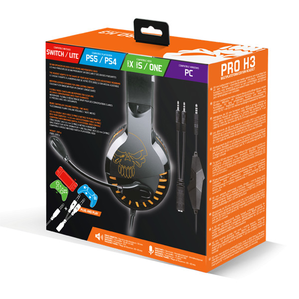 Spirit of gamer fejhallgató - pro-h3 (multiplatform, mikrofon, 3.5mm jack, hangerőszabályzó, 2m kábel, narancssárga)