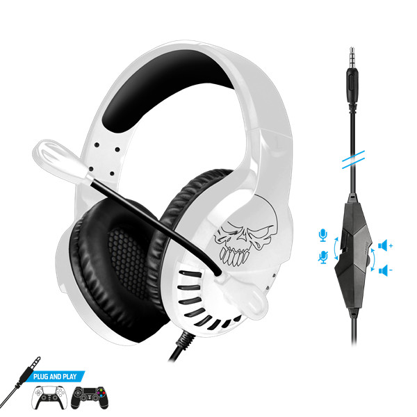 Spirit of gamer fejhallgató - pro-h3 playstation (ps4/ps5, mikrofon, 3.5mm jack, hangerőszabályzó, 1m kábel, fehér)