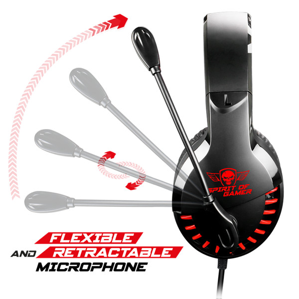 Spirit of gamer fejhallgató - pro-h3 red (multiplatform, mikrofon, 3.5mm jack, hangerőszabályzó, 2m kábel, piros)