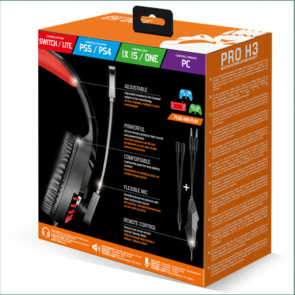 Spirit of gamer fejhallgató - pro-h3 red (multiplatform, mikrofon, 3.5mm jack, hangerőszabályzó, 2m kábel, piros)