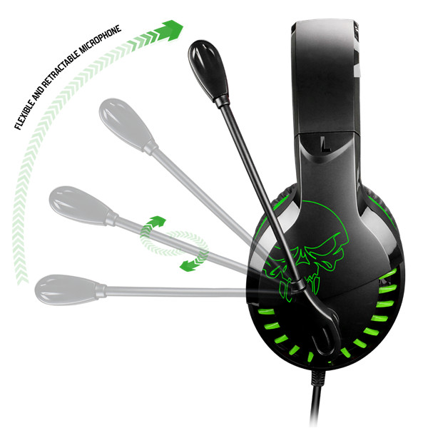 Spirit of gamer fejhallgató - pro-h3 xbox (xbox one/series x/s, mikrofon, 3.5mm jack, hangerőszabályzó, 1m kábel, zöld)