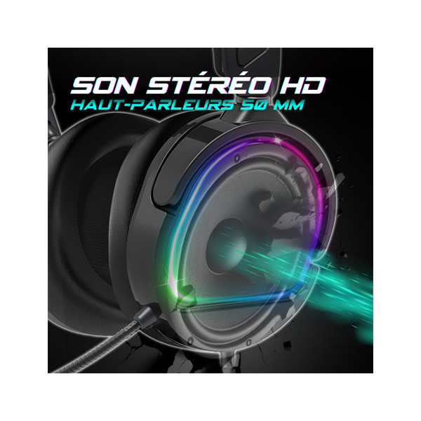 Spirit of gamer fejhallgató - pro-h6 rgb black (multiplatform, mikrofon, 3.5mm jack, hangerőszabályzó, 2m kábel, fekete)