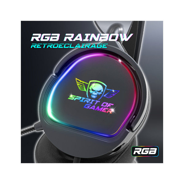 Spirit of gamer fejhallgató - pro-h6 rgb black (multiplatform, mikrofon, 3.5mm jack, hangerőszabályzó, 2m kábel, fekete)