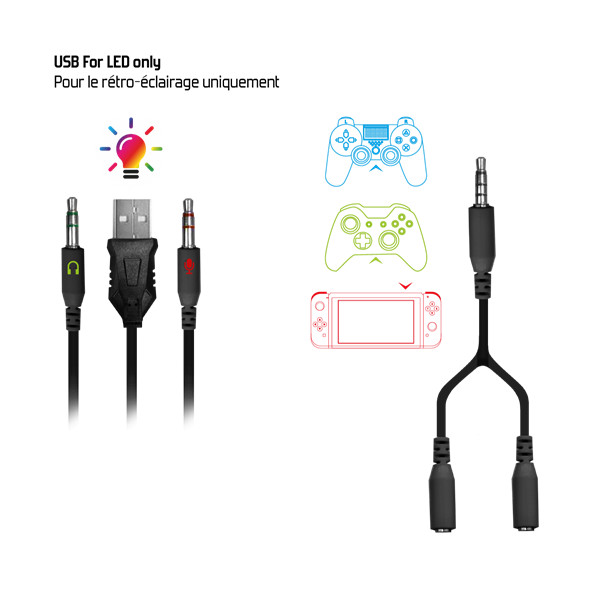 Spirit of gamer fejhallgató - pro-h7 (multiplatform, mikrofon, 3.5mm jack, hangerőszabályzó, 2m kábel, fekete)