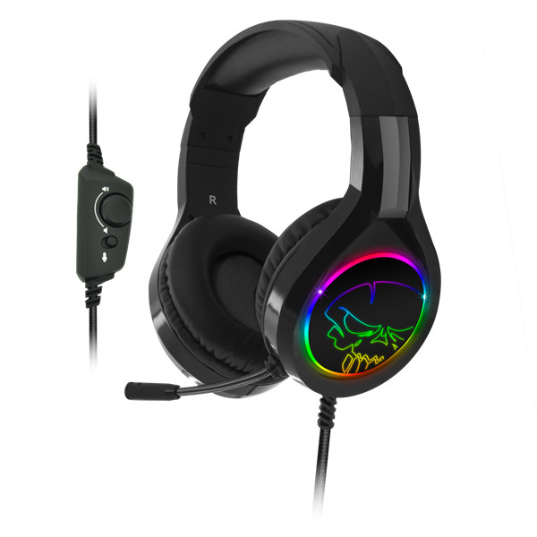 Spirit of gamer fejhallgató - pro-h8 rgb dark (multiplatform, mikrofon, 3.5mm jack, hangerőszabályzó, 2m kábel, fekete)