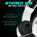 Spirit of gamer fejhallgató - pro-h8 rgb white (multiplatform, mikrofon, 3.5mm jack, hangerőszabályzó, 2m kábel, fehér)