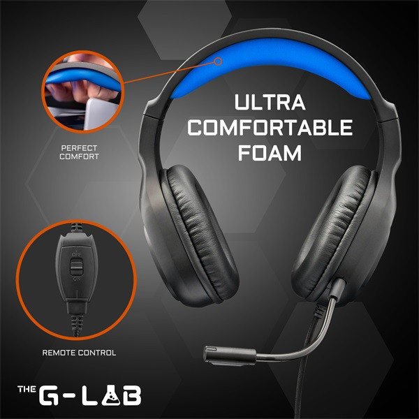 The g-lab fejhallgató - korp  yttrium (mikrofon, 3,5 jack, hangerőszabályzó, nagy-párnás, rgb, fekete)