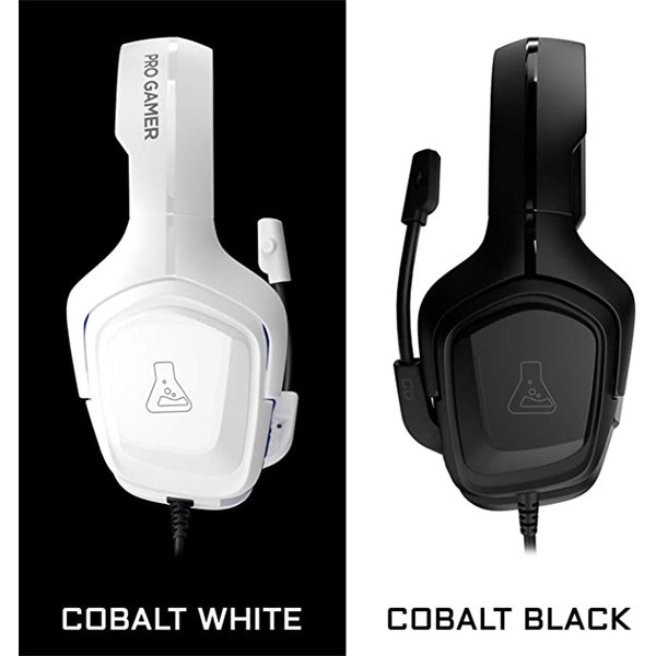 The g-lab fejhallgató - korp cobalt/b (mikrofon, 3,5mm jack, hangerőszabályzó, nagy-párnás, fekete)