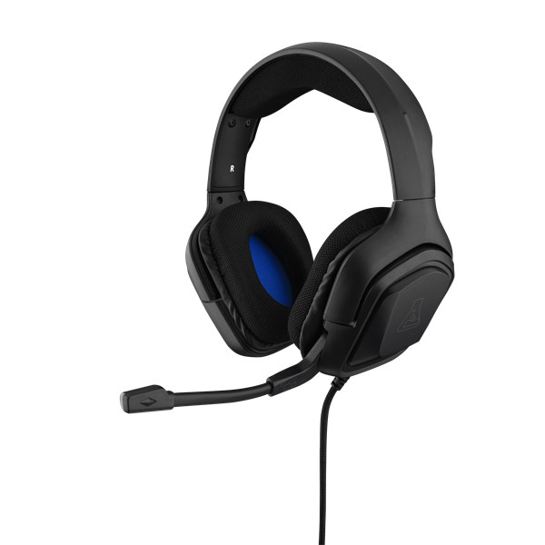 The g-lab fejhallgató - korp cobalt/b (mikrofon, 3,5mm jack, hangerőszabályzó, nagy-párnás, fekete)