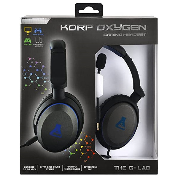 The g-lab fejhallgató - korp oxygen (mikrofon, 3,5mm jack, hangerőszabályzó, nagy-párnás, fehér)
