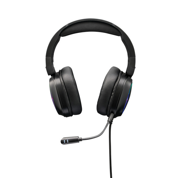 The g-lab fejhallgató - korp radium black (mikrofon,usb, 3,5mm jack, hangerőszabályzó, led,nagy-párnás)