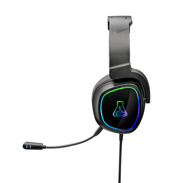 The g-lab fejhallgató - korp radium black (mikrofon,usb, 3,5mm jack, hangerőszabályzó, led,nagy-párnás)