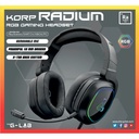The g-lab fejhallgató - korp radium black (mikrofon,usb, 3,5mm jack, hangerőszabályzó, led,nagy-párnás)