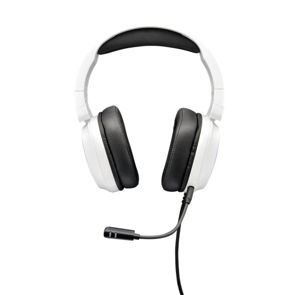 The g-lab fejhallgató - korp radium white (mikrofon,usb, 3,5mm jack, hangerőszabályzó, led,nagy-párnás)