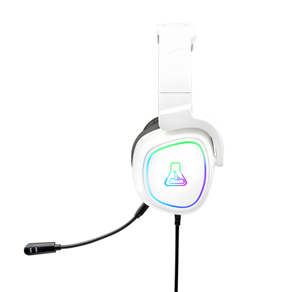 The g-lab fejhallgató - korp radium white (mikrofon,usb, 3,5mm jack, hangerőszabályzó, led,nagy-párnás)