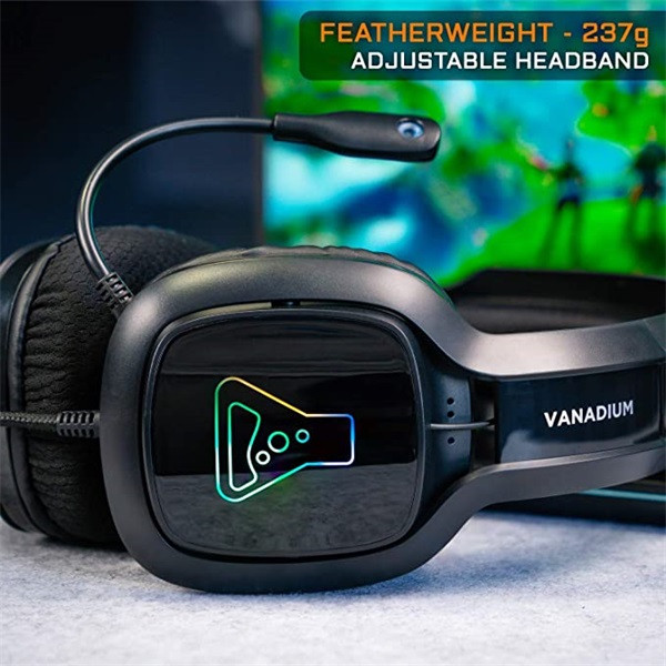 The g-lab fejhallgató - korp vanadium b (mikrofon, usb, 3,5mm jack, hangerőszabályzó, nagy-párnás, rgb, fekete)