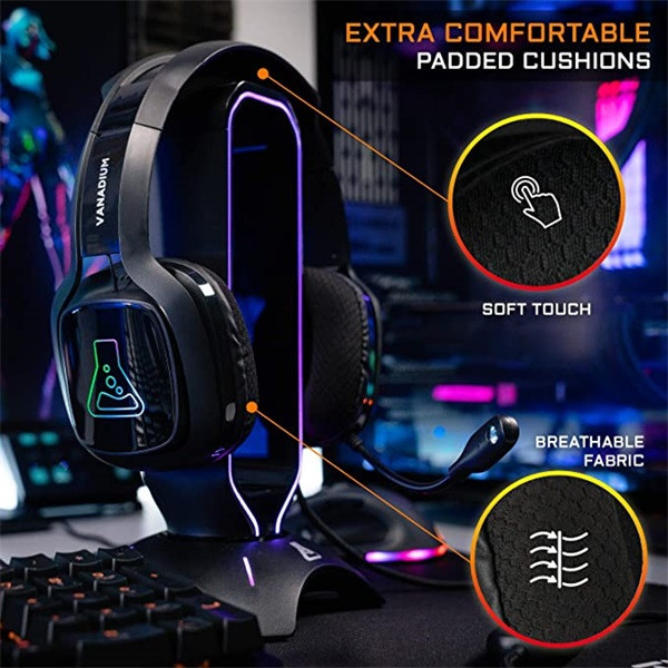 The g-lab fejhallgató - korp vanadium b (mikrofon, usb, 3,5mm jack, hangerőszabályzó, nagy-párnás, rgb, fekete)