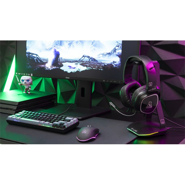 The g-lab fejhallgató állvány - k stand hydrogen (fekete, 2xusb3.0, 1xusb-c, műanyag, rgb)
