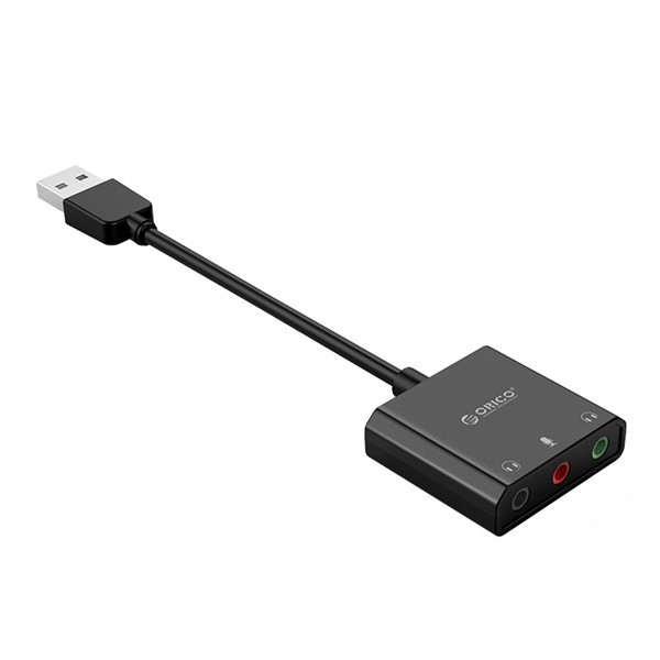 Orico külső hangkártya - skt3-bk (bemenet: usb/thunderbolt, kimenet: 2x3,5mm jack 3pin+1x 3,5mm jack 4pin)